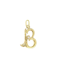 Gold letter 'B' pendant on a white background