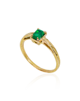 Marilisi handcrafted artisan gold baguette emerald ring fine jewelry front side