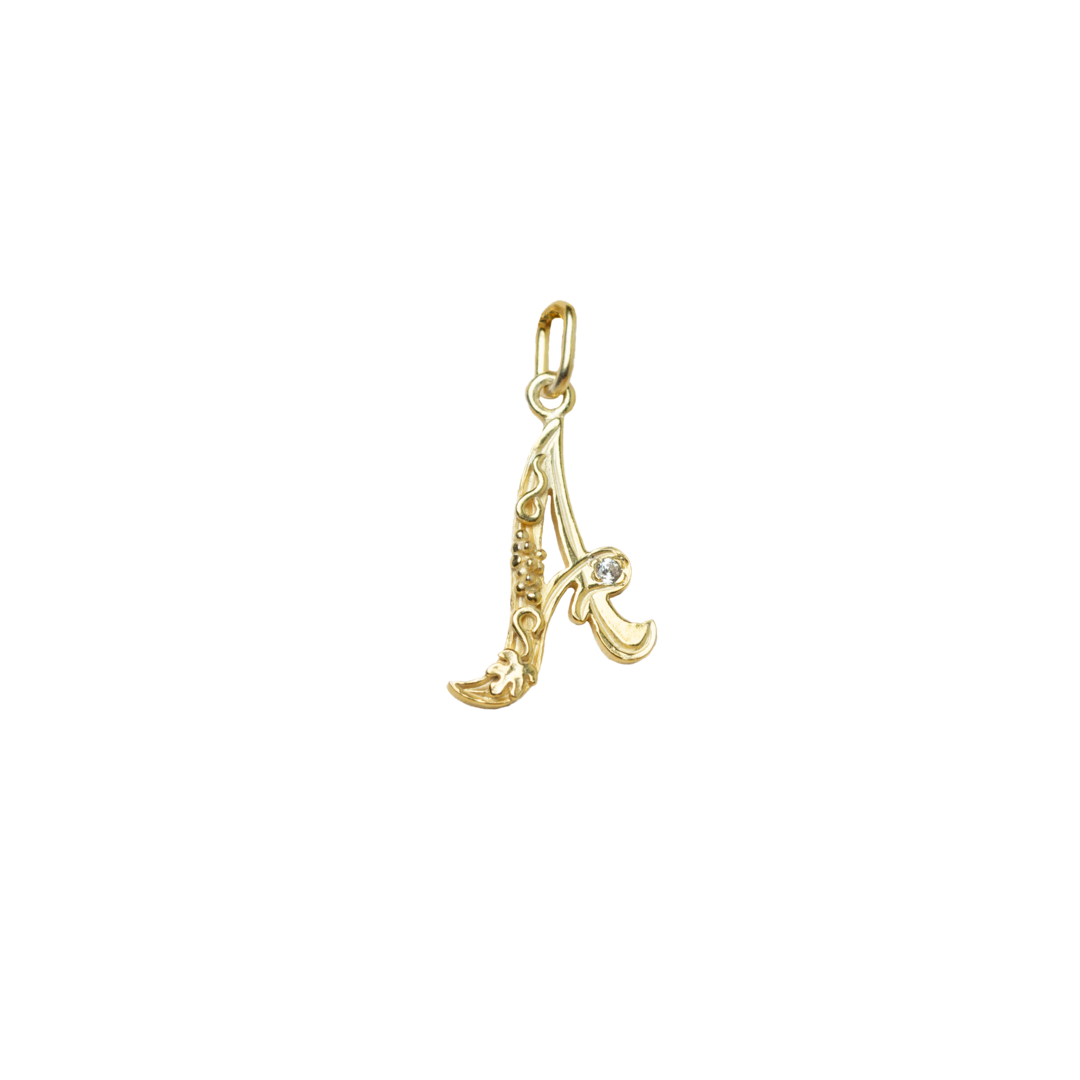Gold initial A with Diamond Pendant Marilisi Front