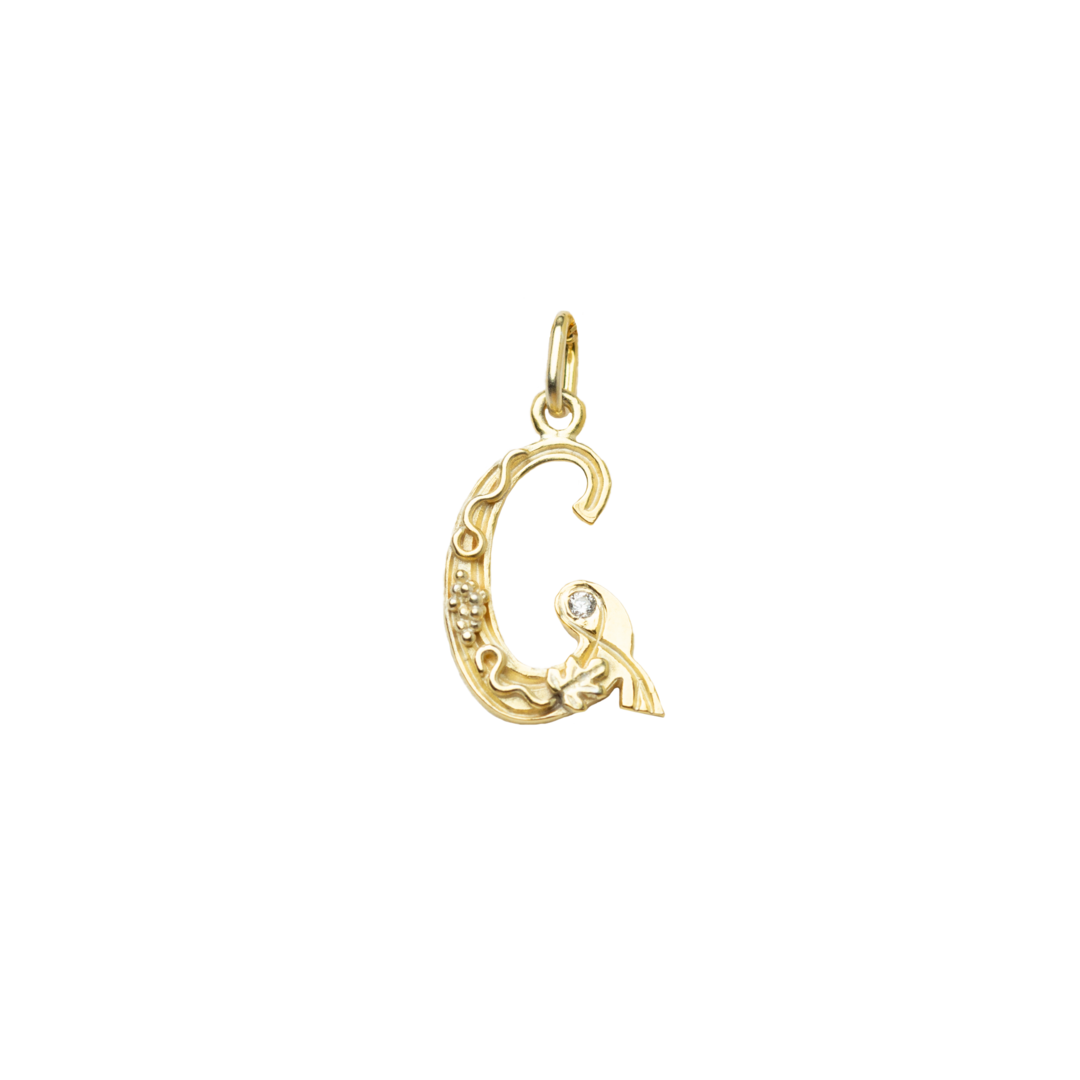 Gold initial G with Diamond Pendant Marilisi Front
