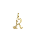 Gold initial R with Diamond Pendant Marilisi Front