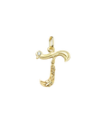 Gold initial T with Diamond Pendant Marilisi Front